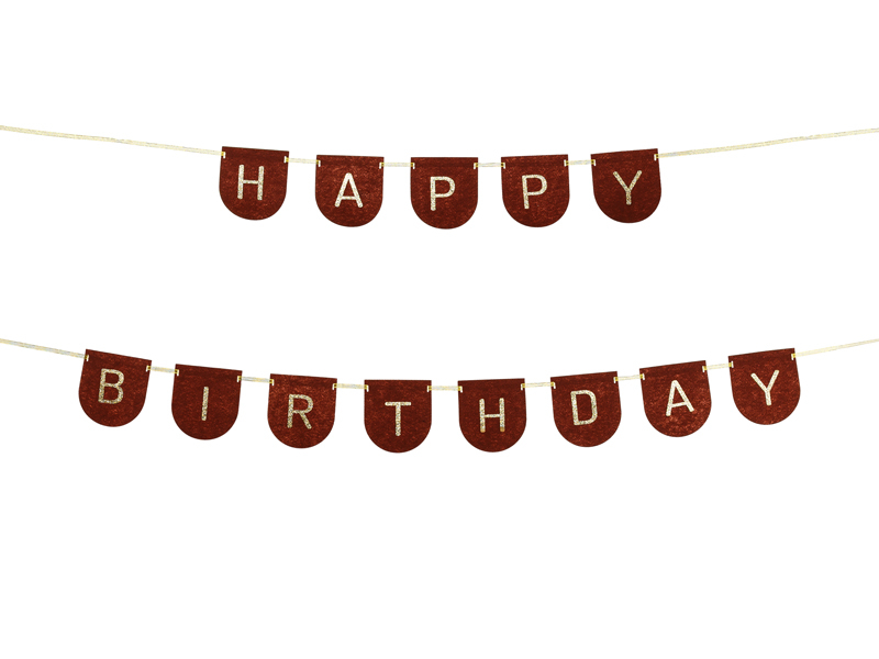 Felt Banner Happy Birthday, brown, 3m