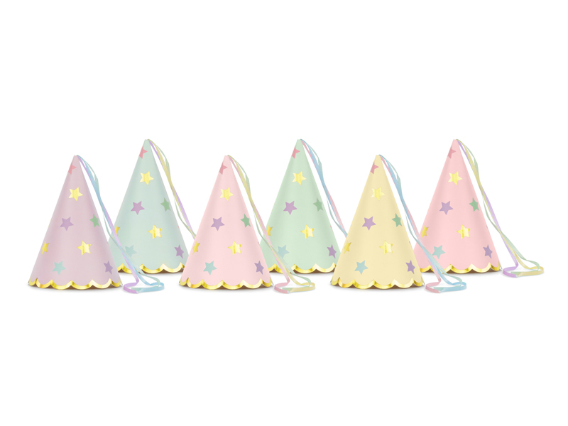 Party hats Stars, mix, 14.5cm (6 pc.)