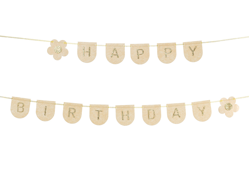 Felt Banner Happy Birthday, pink, 3m