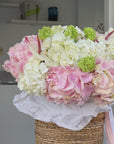 Pink & White Hydrangeas basket